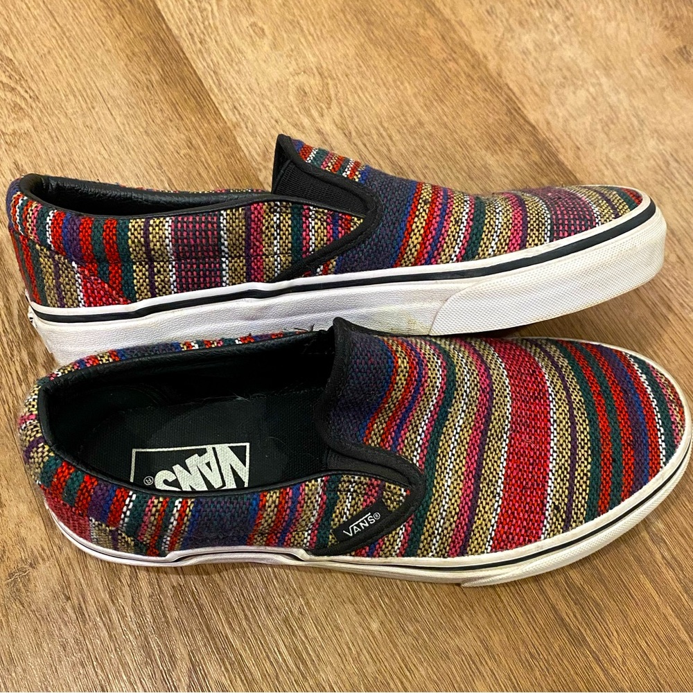 Multicolor Striped Vans Slip ons Size 8 Womens